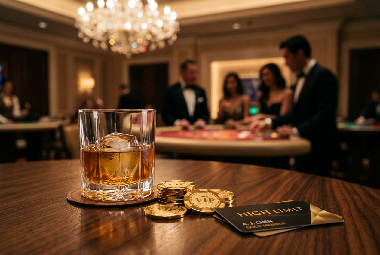 A luxurious casino atmosphere with high-stakes gaming elements.