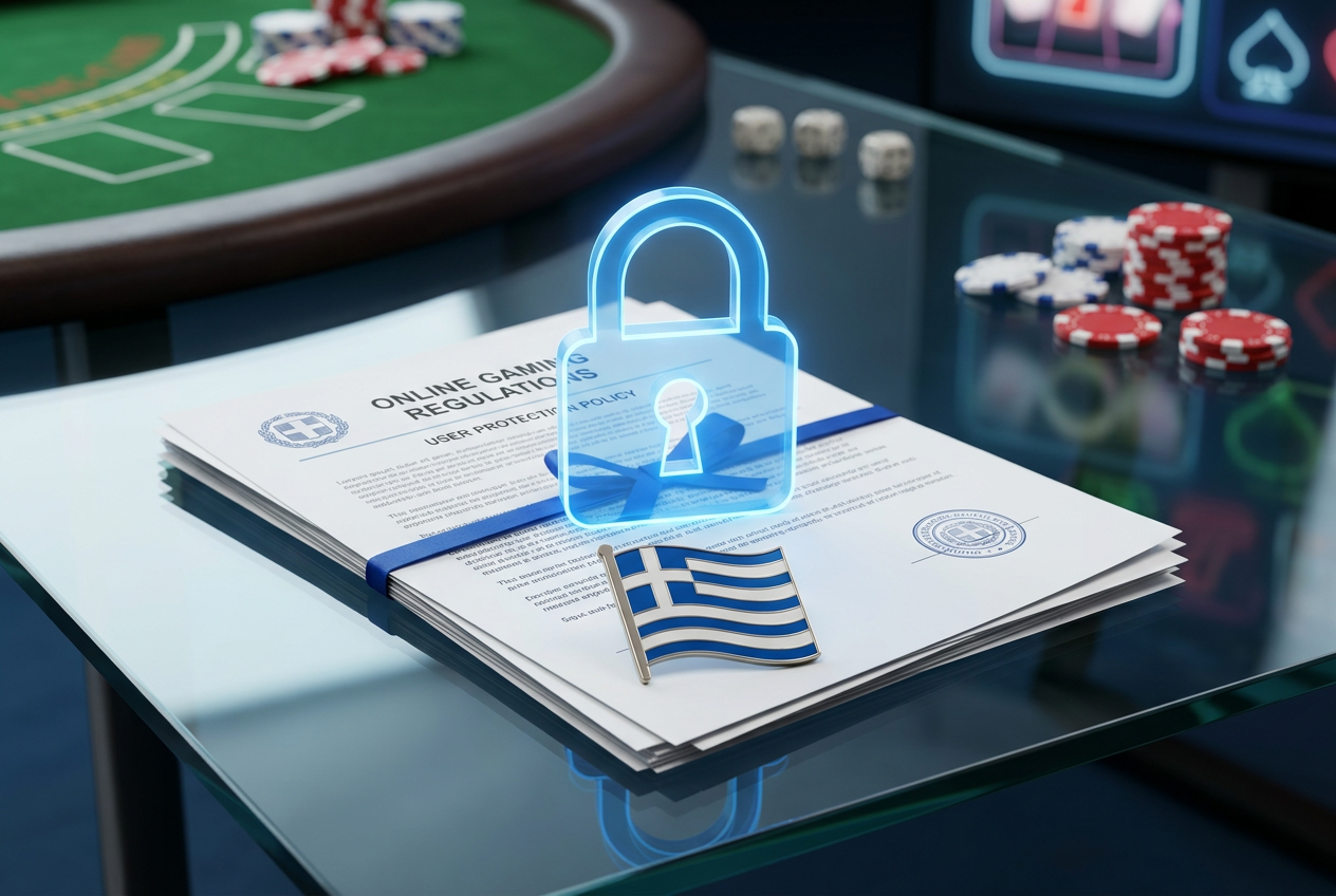 Digital security padlock and legal documents representing safe online gambling.
